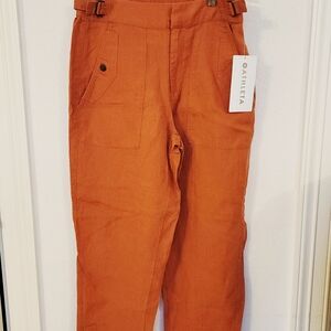 Athleta Woman Linen Pants in Vibrant Orange